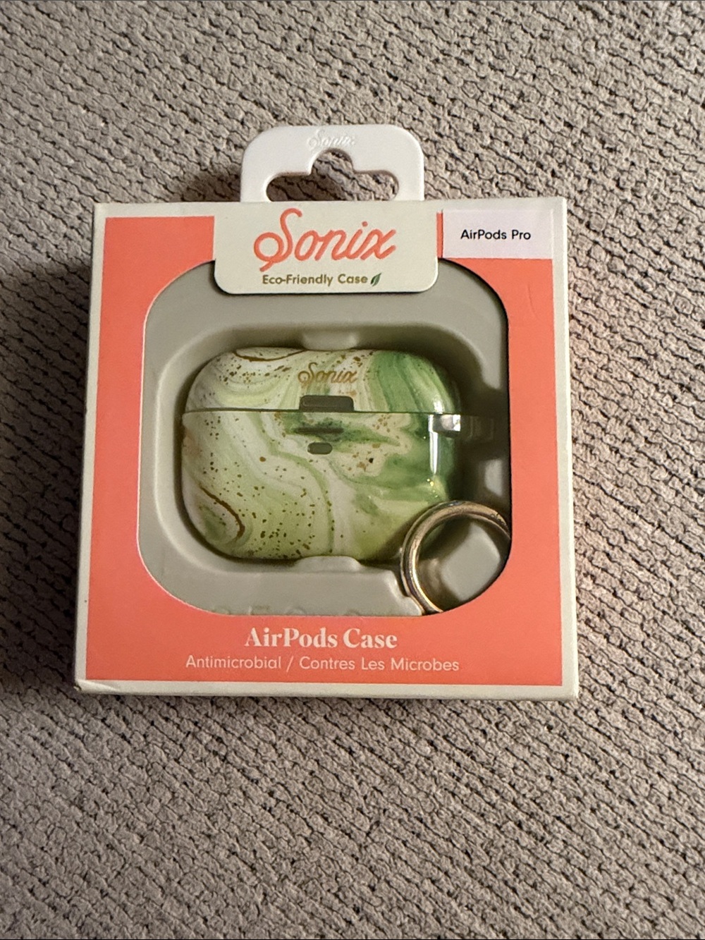 Sonix Green Marble AirPods Pro Case with Gold Ring